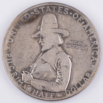 1920 Pilgrim Commemorative Silver Half Dollar 50c  - Image 1 of 2