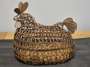Heavy Metal Chicken Wire Brown Counter Top Egg Basket 9"x6" - Picture 1 of 9