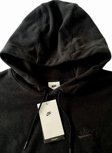 Nike Club Fleece + Polar Fleece Mens Pullover Hoodie Size LARGE Black - Picture 1 of 15