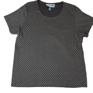 Karen Scott Woman 1X Black White Polka Dot Short Sleeve Top Casual - Picture 1 of 3