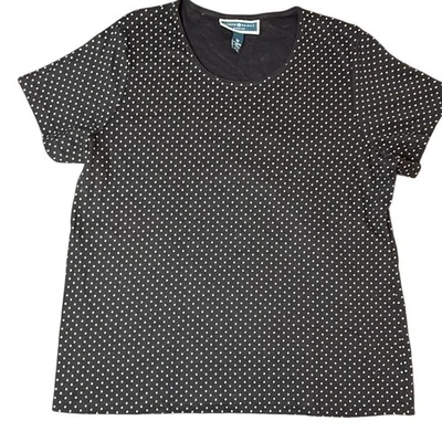 Top informal Karen Scott mujer 1X negro blanco lunares manga corta Foto 1 de 3