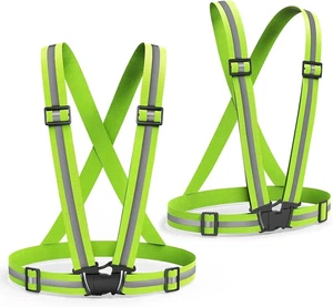2 Pack Safety Vest Adjustable Reflective Belt Stripe Night Running Jogging Bike - Picture 1 of 6
