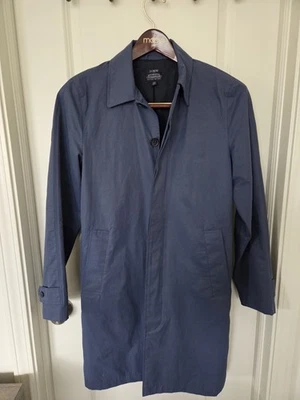 Impermeable de trinchera azul botón ropa exterior auténtica J Crew para hombre talla S venta al por menor $198 Foto 1 de 4