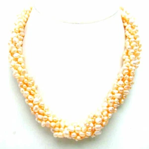 Juego combinado de 3 hilos de perlas rosadas naturales barrocas de 4-6 mm 40" 18" - Imagen 1 de 11