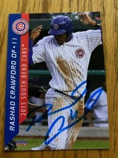 Rashad Crawford 2015 South Bend Cubs Autographs Signed Team Card