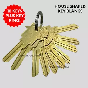 10 KWIKSET KW-11 House Shaped Key Blank W RING 6 Pin Brass REAL ESTATE-MORTGAGE - Picture 1 of 12