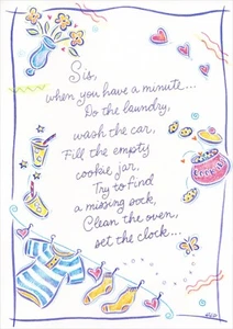 Funny HAPPY MOTHER'S DAY Card FOR SISTER, Chores Doodles by Gibson Greetings +✉ - Picture 1 of 5