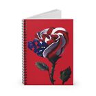 Patriotic American Red white and blue rose custom art Spiral Notebook Ruled Line