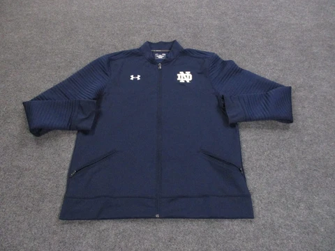 Notre Dame Jacket Adult L Blue Mock Neck Under Armour Full Zip Football Mens Cover