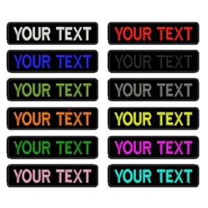 Custom Name Patches Tags Personalized Iron On Hook Backing Embroidered Biker New - Picture 1 of 172