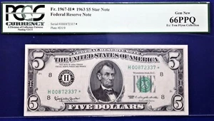 1963 $5 Federal Reserve Note Fr-1967-H* St. Louis PCGS66 Gem PPQ - Picture 1 of 4