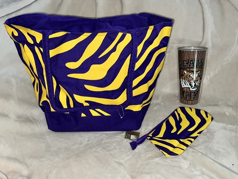 LSU Tigers Tote Bag, Cosmetic Bag and Tumbler - New! Cover
