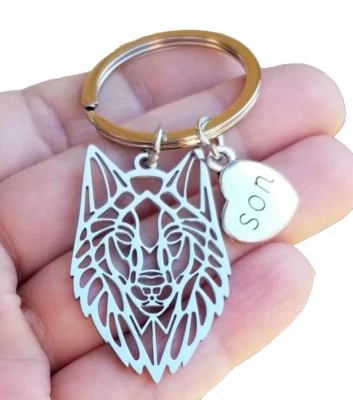Son Keychain, Wolf Keychain Son Gift, Son Key Ring, Gifts for Son Christmas Gift - Image 1 of 4