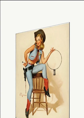 Cartel modelo arte impresión vintage lienzo Gil Elvgren pintura vaquera Foto 1 de 4