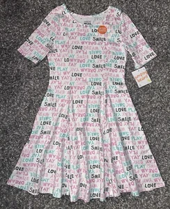 NWT Girls JUMPING BEANS School Stretch Recess Dress - size 8 - Dream Smile Love - Picture 1 of 7