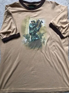 VTG Xbox Halo 2 Master Chief T Shirt Ringer Brown Video Game Promo 2004 USED - Picture 1 of 9