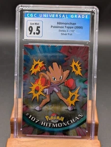 Pokemon 2000 Topps Serie 2 Hitmonchan Silver Foil #107 CGC Gem Mint 9.5/10 - Foto 1 di 2
