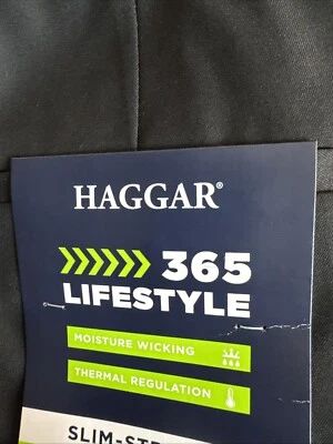 Haggar Slim Straight 365 Lifestyle Active Flex Moisture Wick Pant Size 36 X 30 - Image 1 of 4