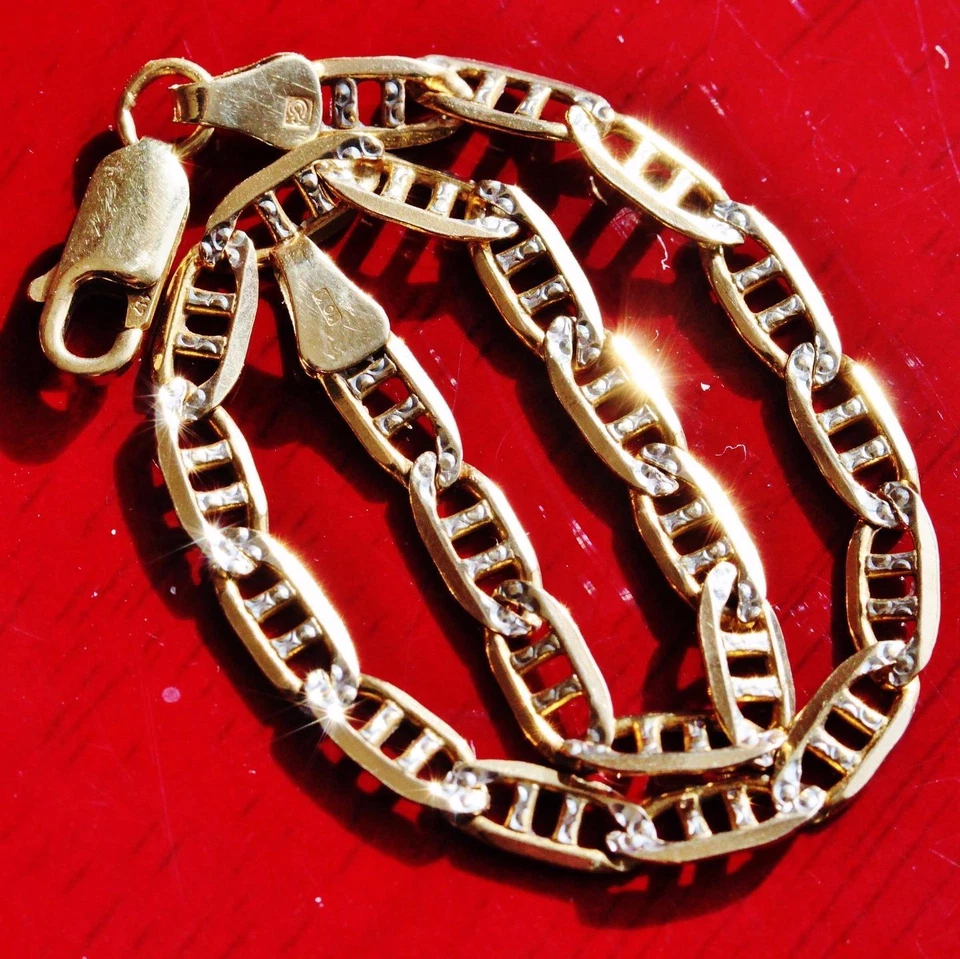 10k multi tone-gold bracelet 7.5" mariner link chain Italian handmade 4.15gr - Image 1 of 4