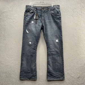 Projek Raw Men's Jeans Regular Fit Boot Leg Flared Crinkled Hem Size 38 Waist - Picture 1 of 20