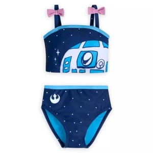 Disney Store Star Wars R2-D2 Girls Two Piece Swimsuit Pink Bows Droid Summer NEW - Picture 1 of 5