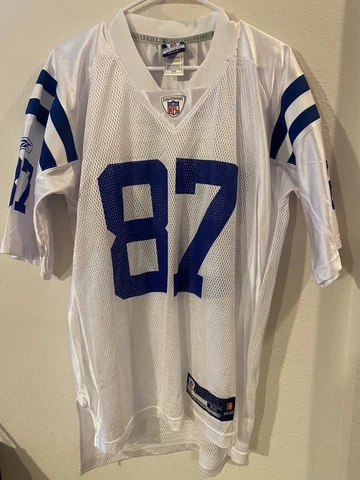Reebok Reggie Wayne Jersey NFL Indianapolis Colts #87 White Blue M Cover