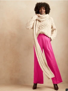 Banana Republic Wide Leg Satin Pant Peony Pink PXS PETITE XS NEW - Picture 1 of 2