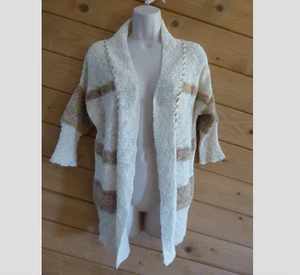 American Rag M Strickjacke haferflockenbraun kurzarm vorne offen Strick Kimono Wickeloptik - Bild 1 von 7