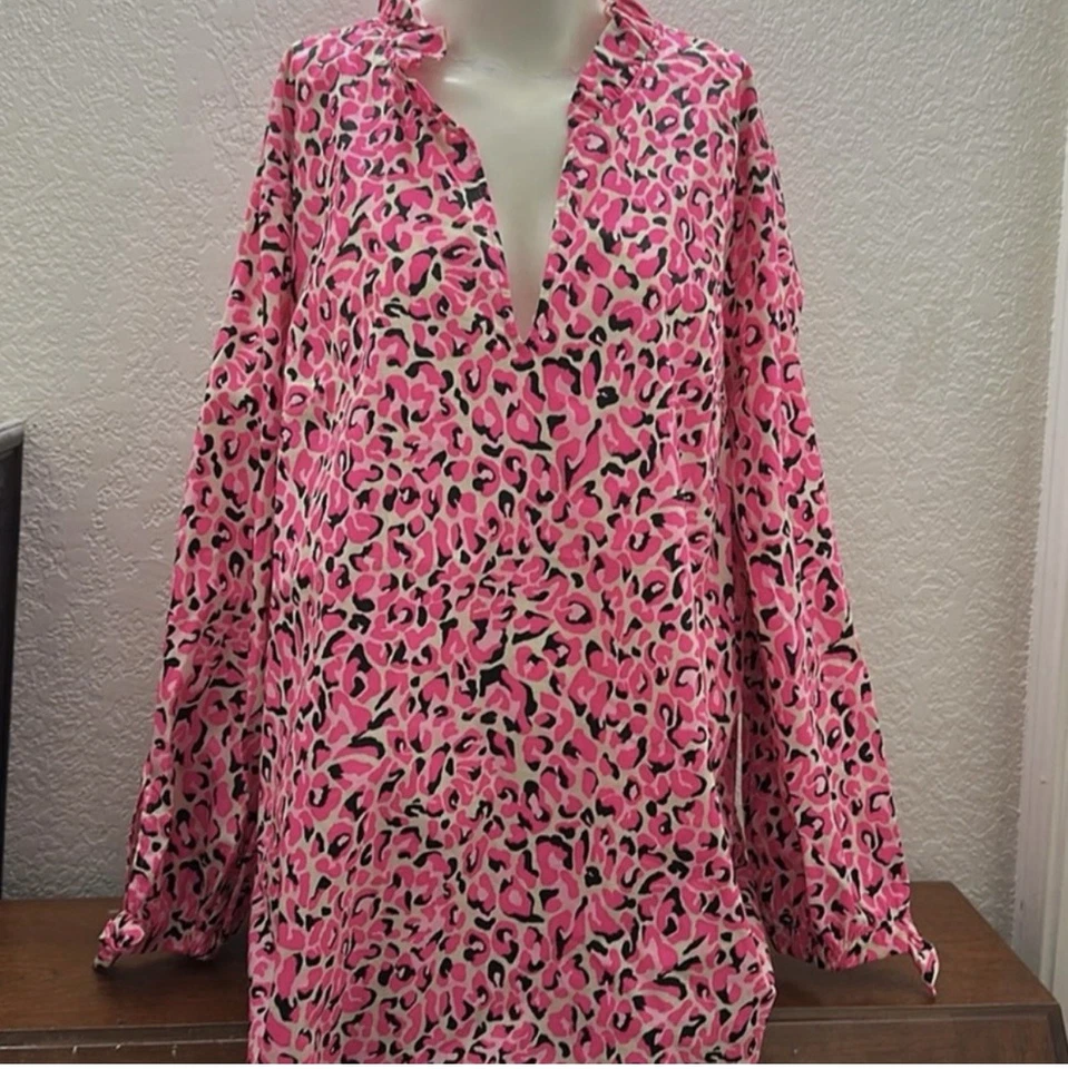 Стильный розовый топ с леопардовым принтом Lily Pulitzer - Изображение 1 из 3