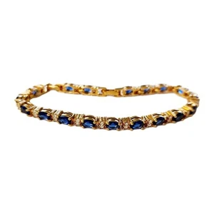 Avon Gold Plated Clear CZ Stone Cubic Zirconia Women Tennis Bracelet Expand 7in - Picture 1 of 9