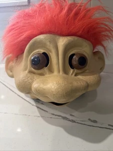 Rare 90s Russ Troll Rubber Halloween Mask - Adult Size Orange Hair Vintage - Picture 1 of 10