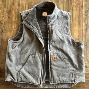 Carhartt Weste Sherpa gefüttert Mock Neck Duck grau 5-Pocket Herren XL GVL - Bild 1 von 8