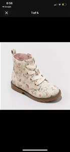 Cat & Jack Giovanna Floral Combat Boots -Spring Flowers- Girls size 9 - Picture 1 of 5