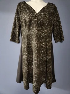 Lane Bryant Plus Size 18 20 2X Fit And Flare Black Speckle Dress Solid Insets - Picture 1 of 13