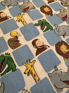 CURIOUS GEORGE Checkboard Animals 4766 TELA DE EDREDÓN DE ALGODÓN POR MEDIA YARDA 44"W - Imagen 1 de 4