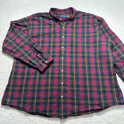 Polo Ralph Lauren Mens Size 4XB Tartan Red Down Plaid Flannel Pony Preppy - Image 1 of 4