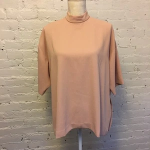 Roucha crepe round neck relaxed top pink size b or medium - Picture 1 of 7