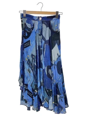 MOSCHINO JEANS 2023AW Denim Transfer Asymmetrical Skirt, Size 38, Rayon and Indi - Image 1 of 4
