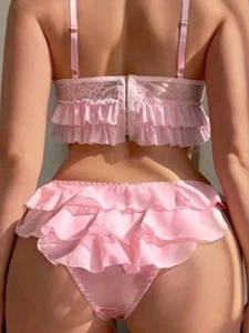 Glossy Stretchy Satin Frilly Ruffle Tier Bum Panties CD TV Sissy Knickers M 10 - Picture 1 of 4