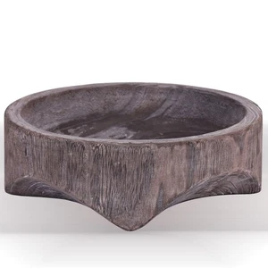 13.3" Handmade Wooden Decorative Bowl Fruit Kitchen Paulownia Tray Rustic Black - Picture 1 of 9