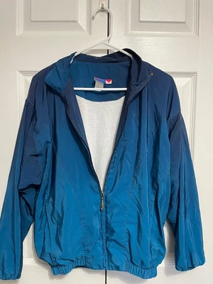 Винтажный Ombre синий повседневный молнии ветровка куртка размер маленький - Изображение 1 из 4
