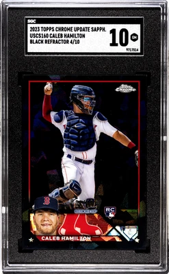 2023 Topps Chrome Update Sapphire RC Rookie Caleb Hamilton Black Ref. /10 SGC 10 - Image 1 of 2