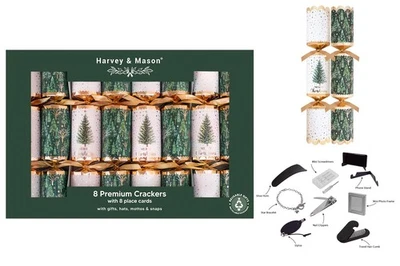 12.5" Premium Green tree Christmas Crackers School Party Wholesale Per 8