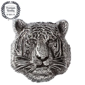 TIGER HEAD Belt Buckle Metal Zinc Alloy Vintage Brass Fashion Western Premium - Picture 1 of 4