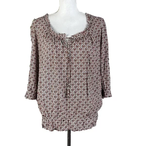 Top blusa Valerie Bertinelli extra large corallo nero boho contadino Lagenlook - Foto 1 di 13
