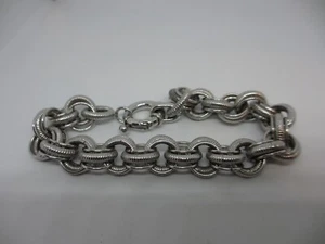 GORGEOUS BIG & BOLD VTG STERLING MILOR ITALY TEXTURED & RIBBED LINK BRACELET-NR! - Picture 1 of 7