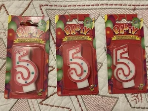 3pc Party Birthday Candle Number 5 birthday candle - Picture 1 of 1