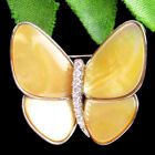 1Pcs Natural Yellow shell Butterfly Energy Healing Amulet Pendant Brooch Q13718