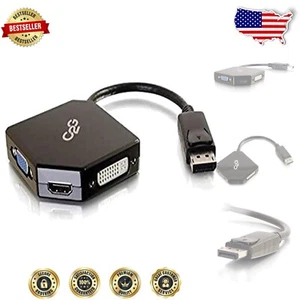 Durable All-in-One DisplayPort to HDMI/VGA/DVI Adapter for Gaming and Business - Picture 1 of 6