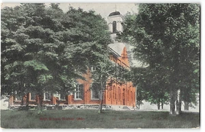 Postal vintage coloreada a mano del condado de Tuscarawas de la escuela secundaria de BOLÍVAR, OHIO 1908 - Imagen 1 de 2